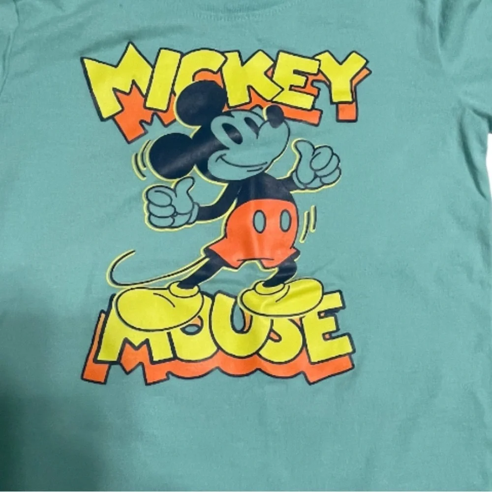 Disney Mickey Mouse Kids Long Sleeve Shirt - Teal and Grey